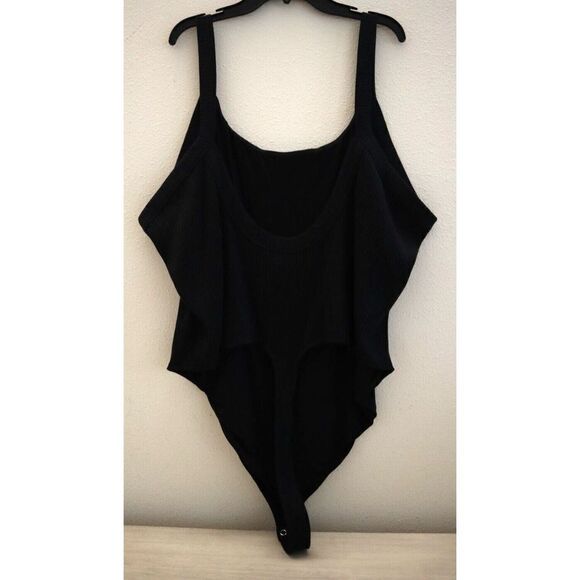 Good American Women's Sz 7 (4XL) Black Sleeveless Scoop Neck Ribbed Bodysuit - Picture 2 of 6